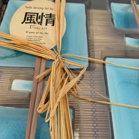 New Fuzei Ceramic Blue Sushi Serving Set For Two 10 pcs - Picture 5 of 10